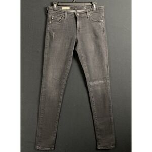 AG Adriano Goldschmied The Legging Ankle Skinny Distressed Black Jeans Size 28 R